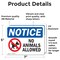 Signmission No Animals Allowed, 7 in W x Rectangle, Vinyl Decal OS-2PACK-NS-D-57-L-16010 - alternate 2